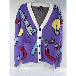 Steady Hands Multicolor Cardigan Spaceship Science Teacher Ms Frizzle Teacher XS